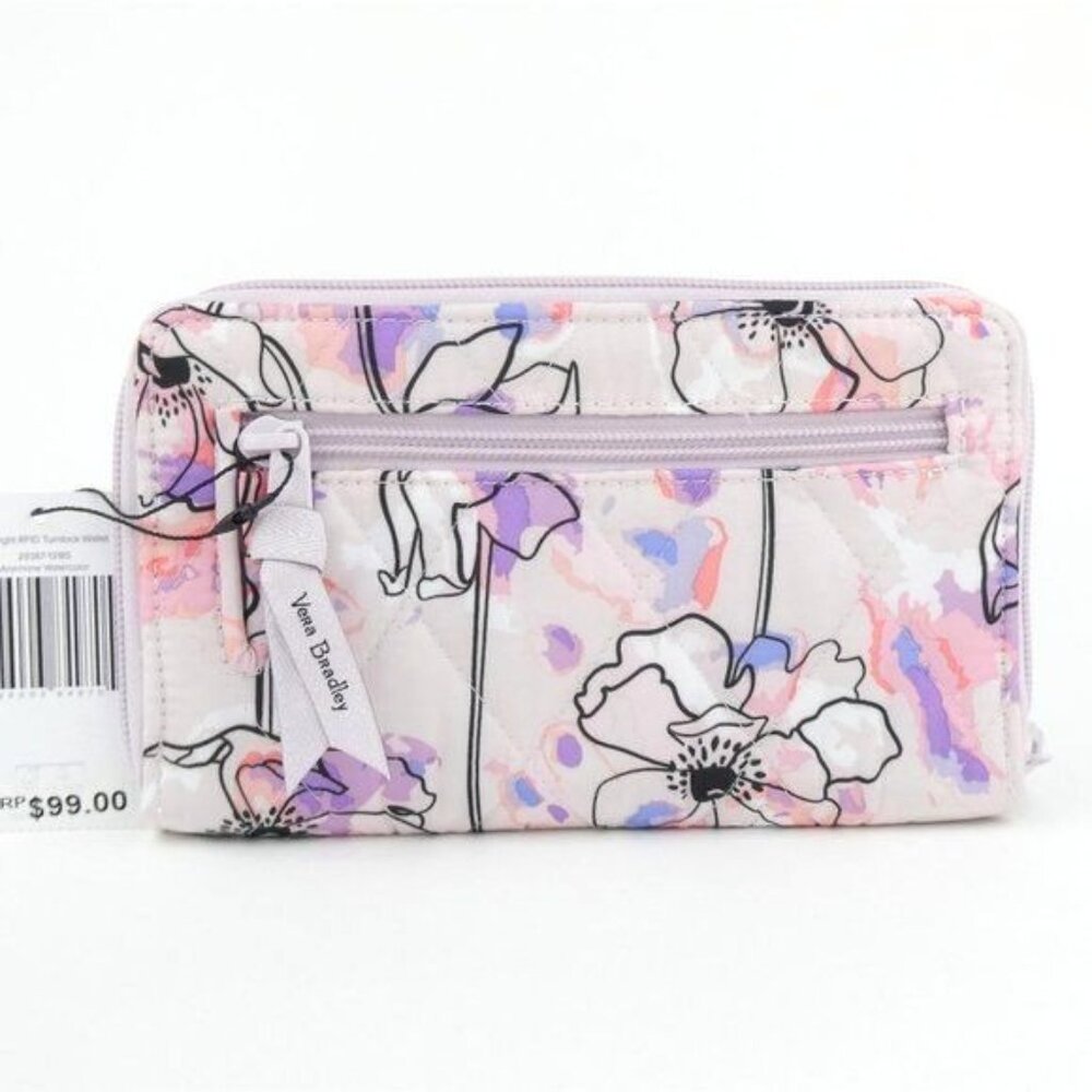 Vera Bradley Anemone Watercolor Ultralight RFID Turnlock Wallet NWT - Picture 2 of 3
